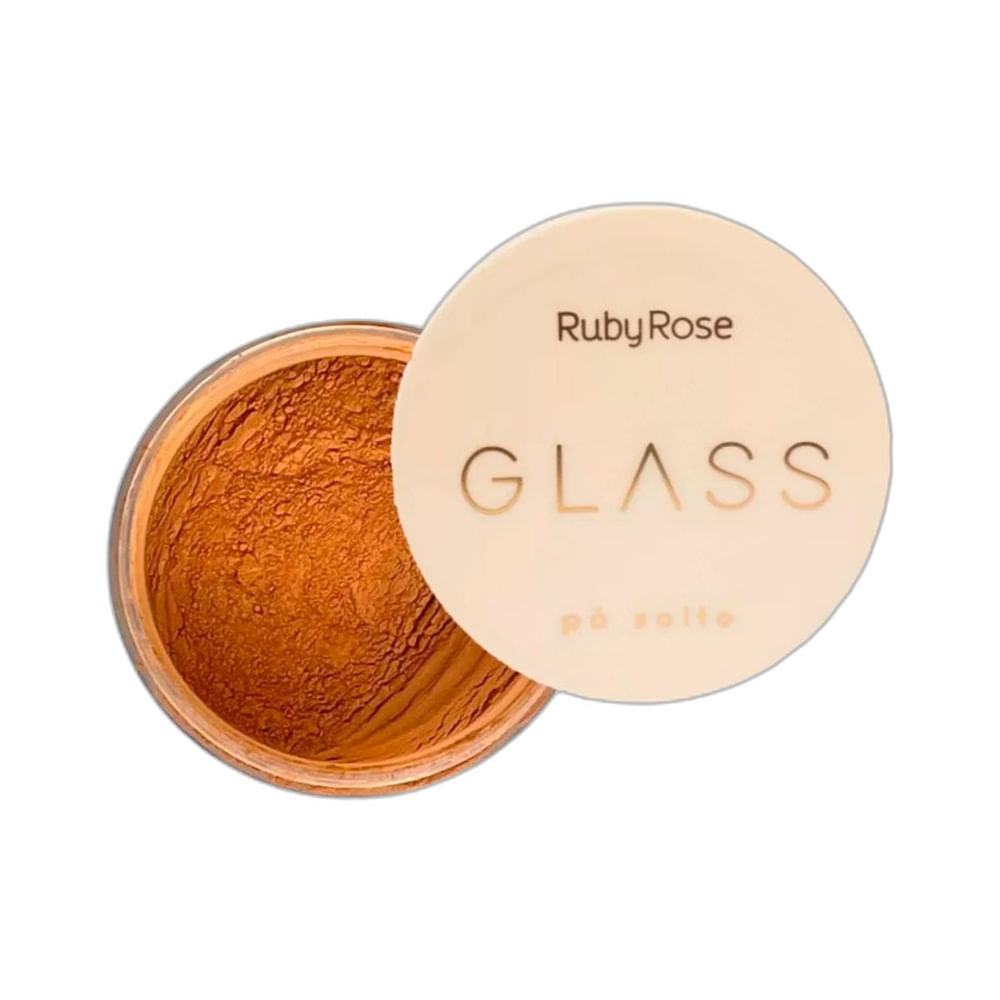 Pote de Pó Solto Ruby Rose Glass Gpm03 dourado em destaque frontal.